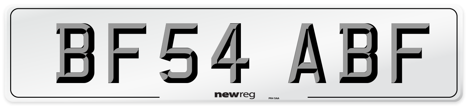 BF54 ABF Number Plate from New Reg